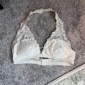 Aerie Lace Halter Bralette - white